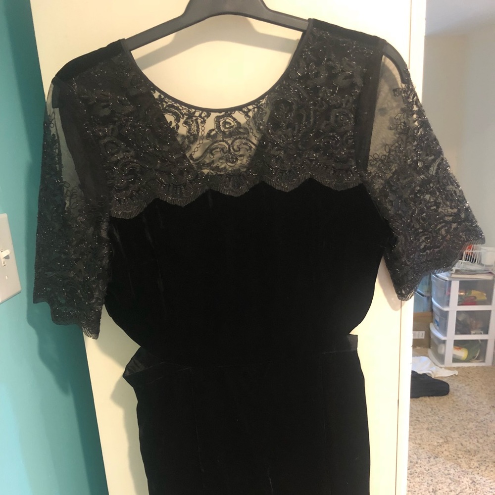 Topshop Black Velvet Cutout Romper